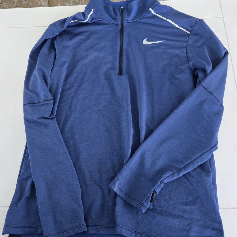 Nike Men's Blue Dri Fit Quarter-Zip L